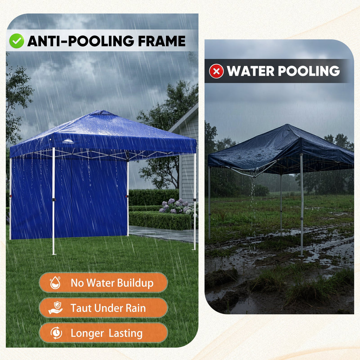 10x10 Pop Up Canopy Tent with One Sidewall - Eagle Peak