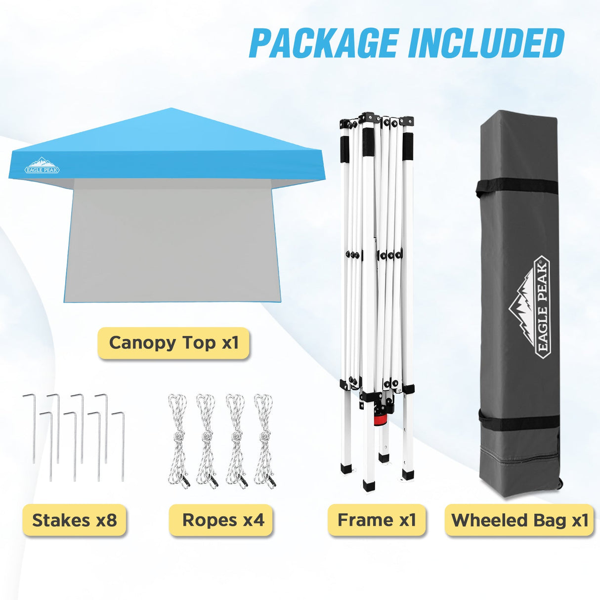 10x10 Pop Up Canopy Tent with Wall Panel, 10x10 Base 8x8 Top - Eagle Peak Custom Canopy Tent