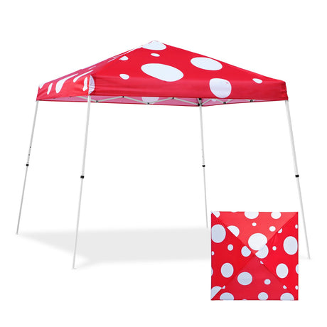 10x10 Slant Leg Pop - up Canopy Tent, 10x10 Base 8x8 Top (Red Mushroom) - Eagle Peak Custom Canopy Tent