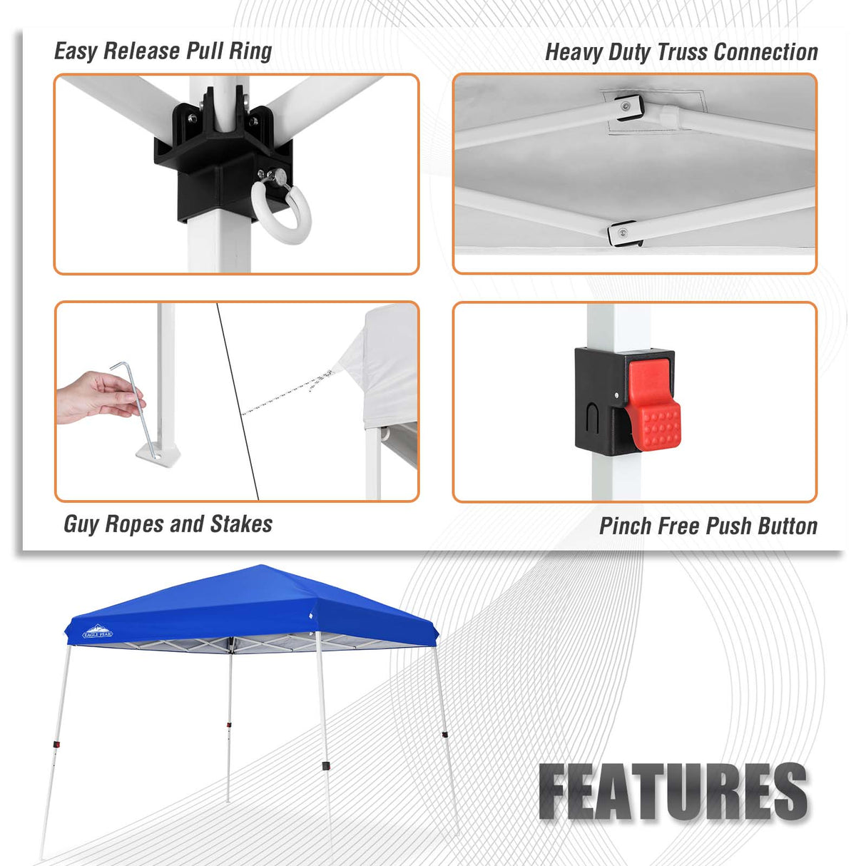 10x10 Slant Leg Up Canopy 8x8 Top 10x10 Base - Eagle Peak Custom Canopy Tent