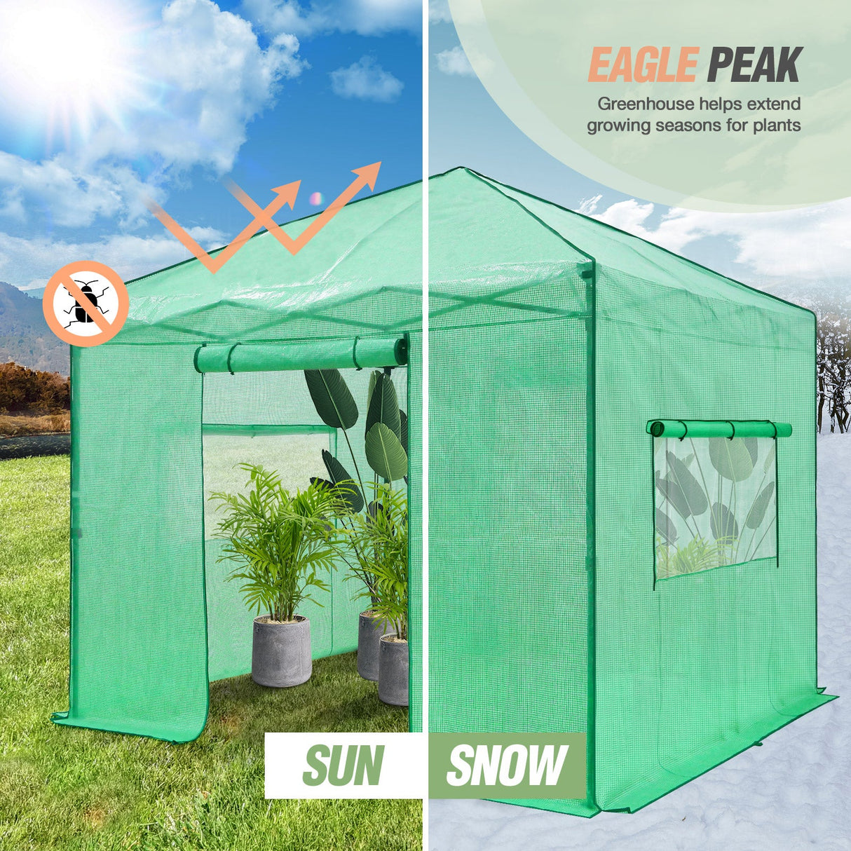 10x10 Walk In Pop Up Greenhouse - Eagle Peak Custom Canopy Tent