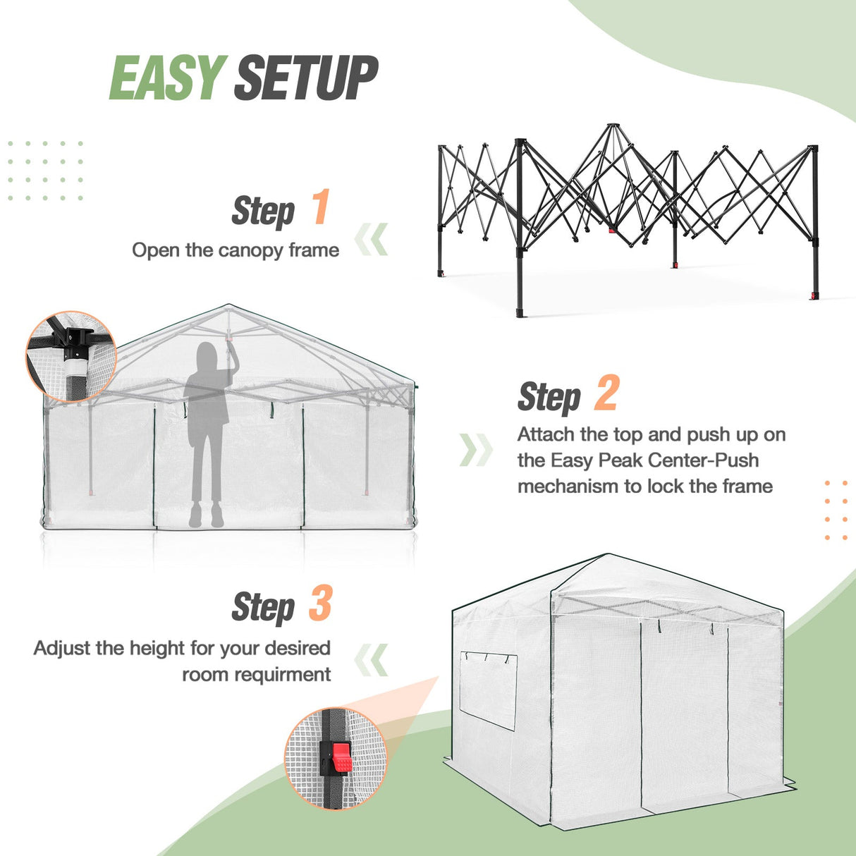 10x10 Walk In Pop Up Greenhouse - Eagle Peak Custom Canopy Tent