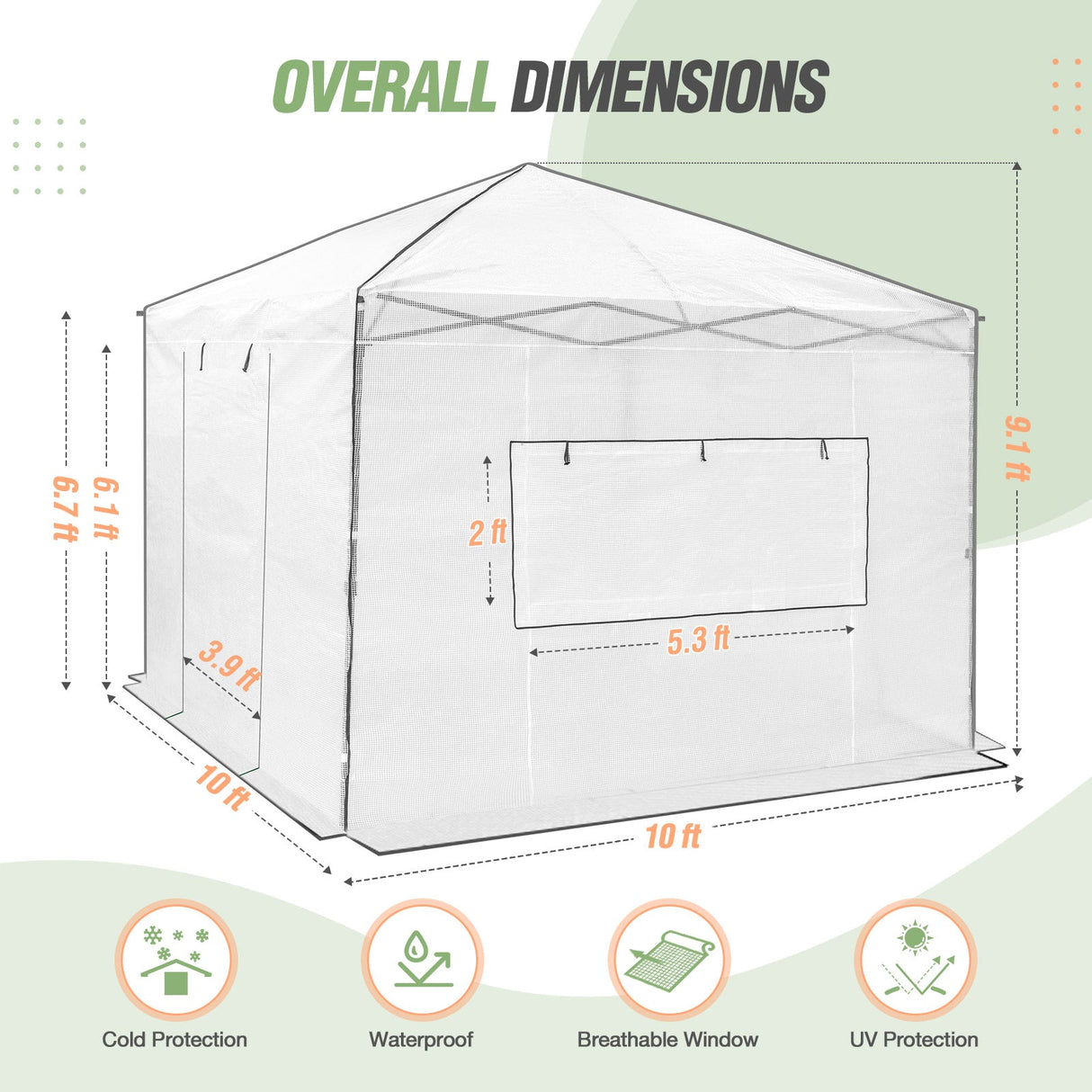 10x10 Walk In Pop Up Greenhouse - Eagle Peak Custom Canopy Tent