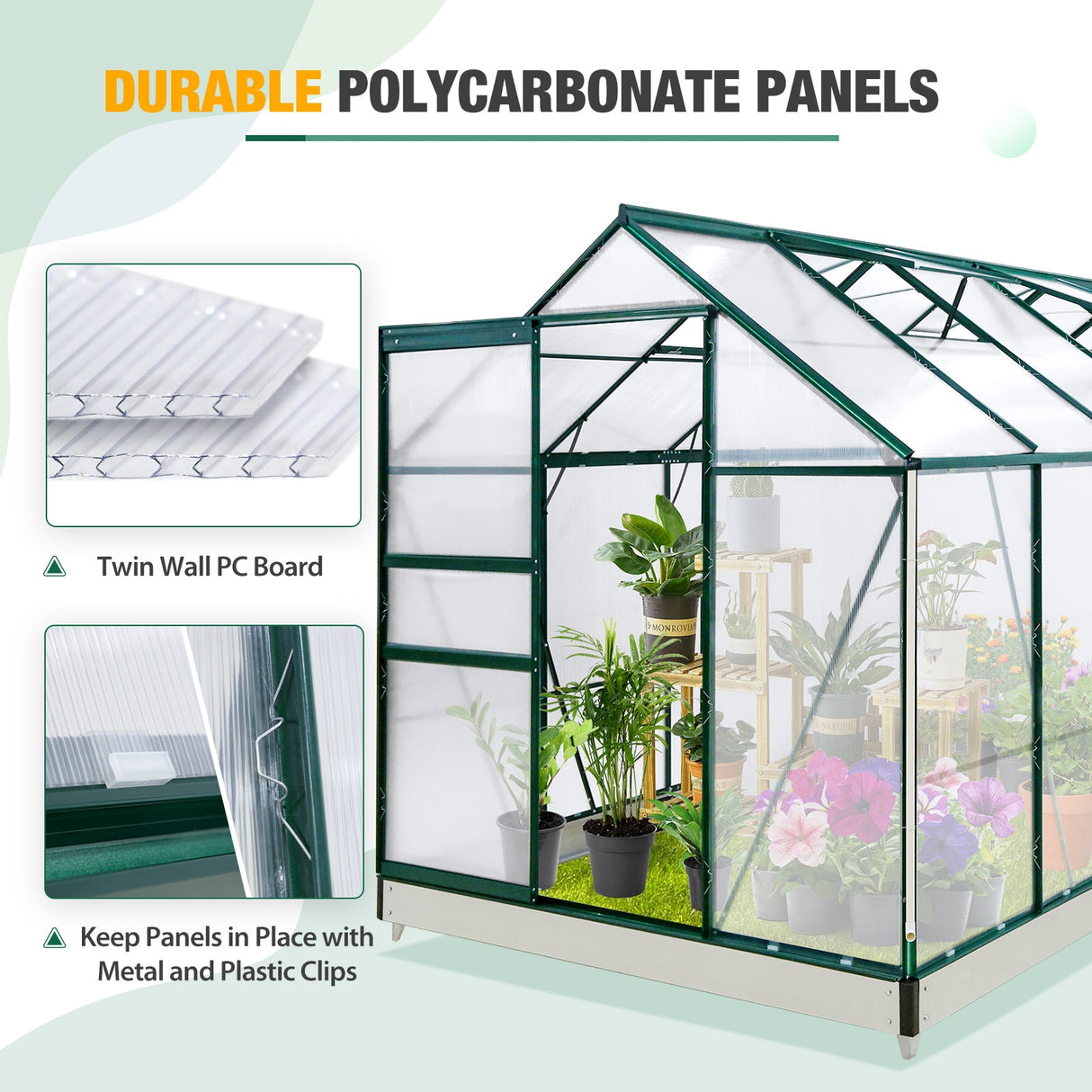 10x6x7 Polycarbonate and Aluminum Walk - in Greenhouse - Eagle Peak Custom Canopy Tent