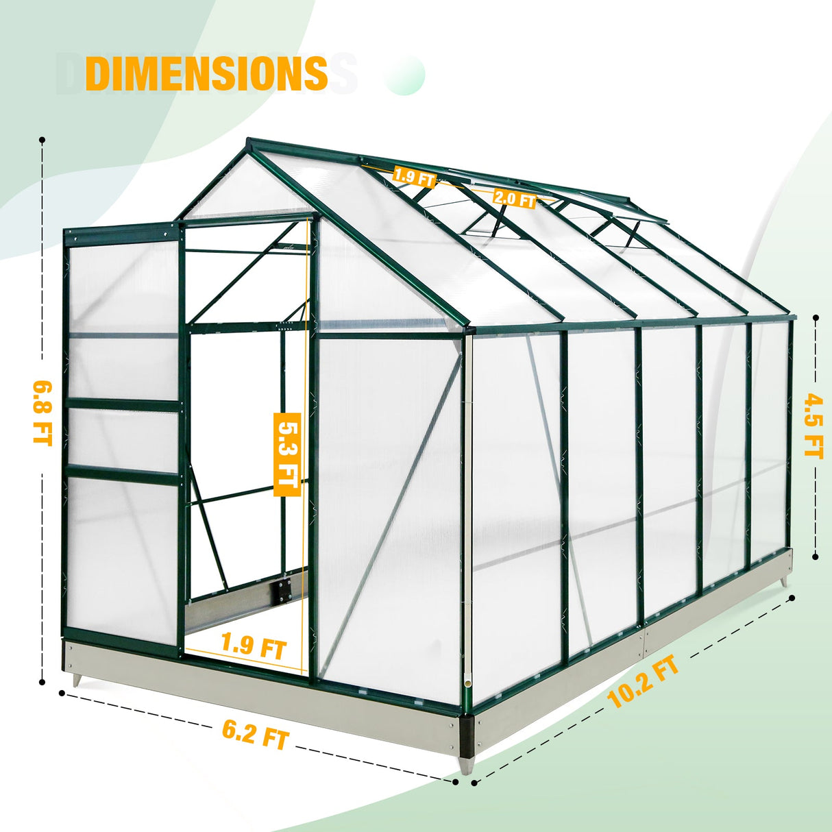 10x6x7 Polycarbonate and Aluminum Walk - in Greenhouse - Eagle Peak Custom Canopy Tent