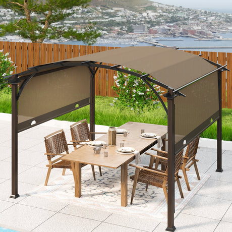 11.4x11.4 Outdoor Pergola with Retractable Textilene Sun Shade Top - Eagle Peak Custom Canopy Tent