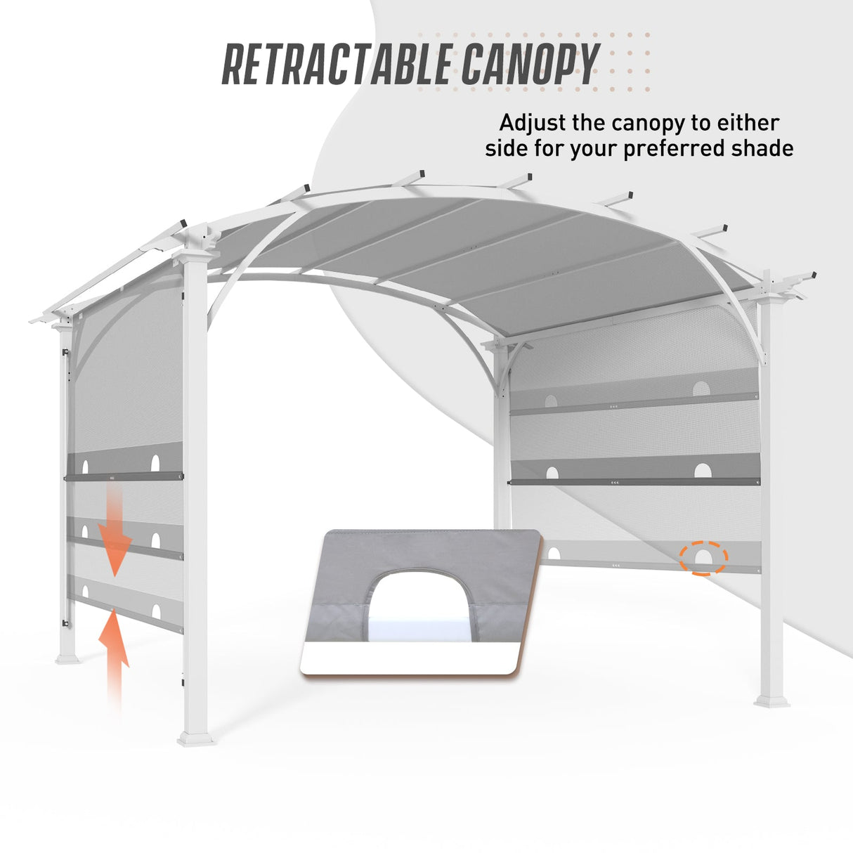 11.4x11.4 Outdoor Pergola with Retractable Textilene Sun Shade Top - Eagle Peak Custom Canopy Tent