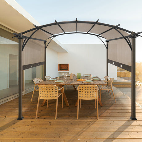 11.4x11.4 Outdoor Pergola with Retractable Textilene Sun Shade Top - Eagle Peak Custom Canopy Tent