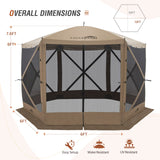 12 x 12 ft Portable Quick Pop Up 6 Sided Instant Gazebo Canopy with Mesh Netting 8 Person, Green / Beige - Eagle Peak Custom Canopy Tent