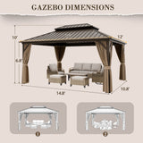 12x10 Hardtop Gazebo, Galvanized Steel Double Roof with Aluminum Frame - Eagle Peak Custom Canopy Tent