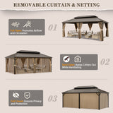 12x10 Hardtop Gazebo, Galvanized Steel Double Roof with Aluminum Frame - Eagle Peak Custom Canopy Tent