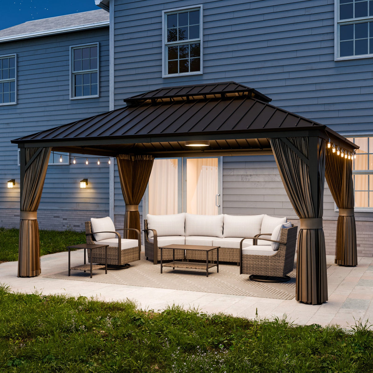 12x10 Hardtop Gazebo, Galvanized Steel Double Roof with Aluminum Frame - Eagle Peak Custom Canopy Tent