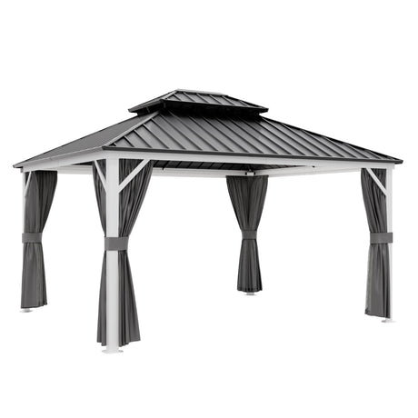 12x10/12x12/12x14/12x16/12x18/12x20 Hardtop Gazebo, Galvanized Steel Double Roof with Aluminum Frame - Eagle Peak Custom Canopy Tent