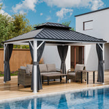 12x10/12x12/12x14/12x16/12x18/12x20 Hardtop Gazebo, Galvanized Steel Double Roof with Aluminum Frame - Eagle Peak Custom Canopy Tent
