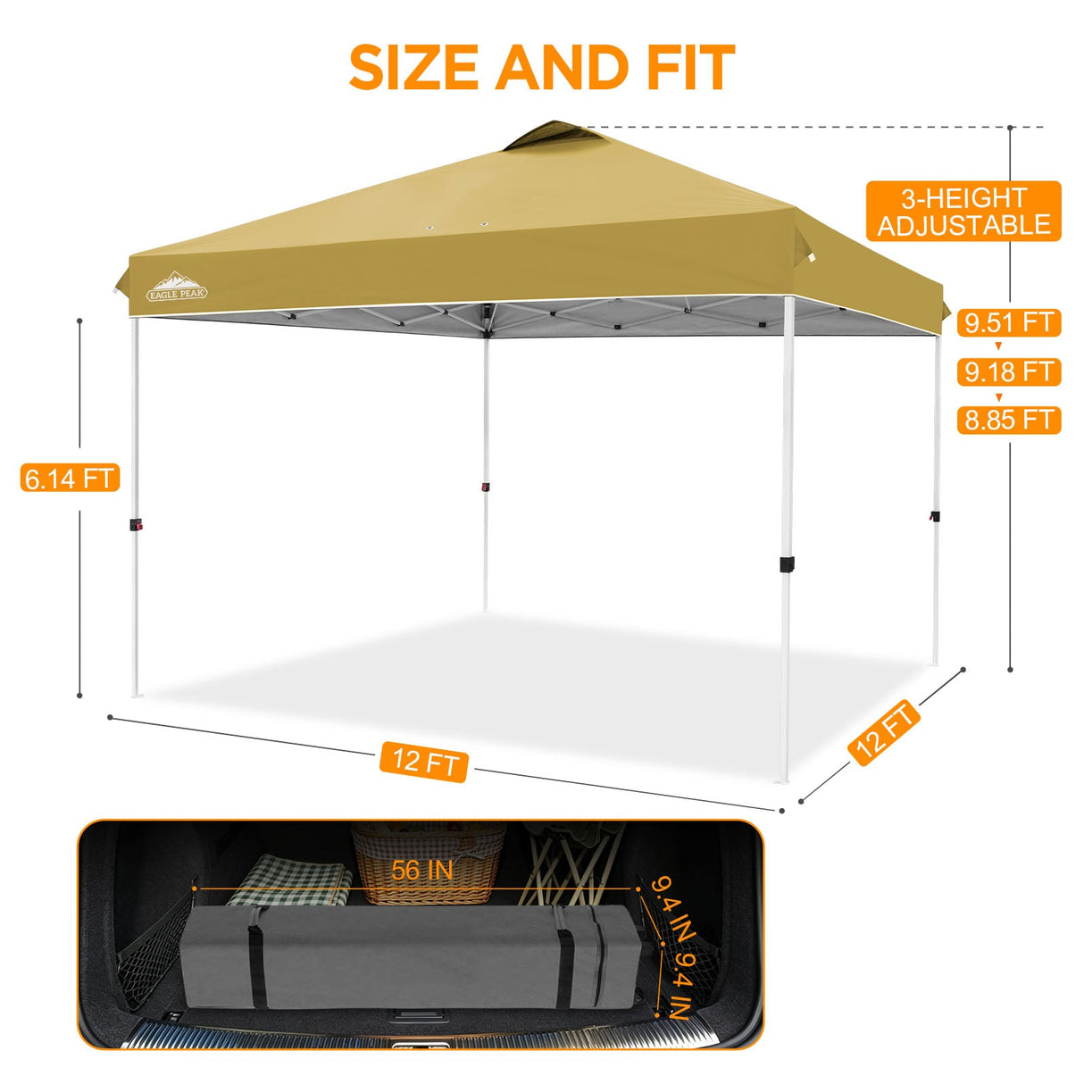 12x12 ft Pop Up Canopy Tent - Eagle Peak