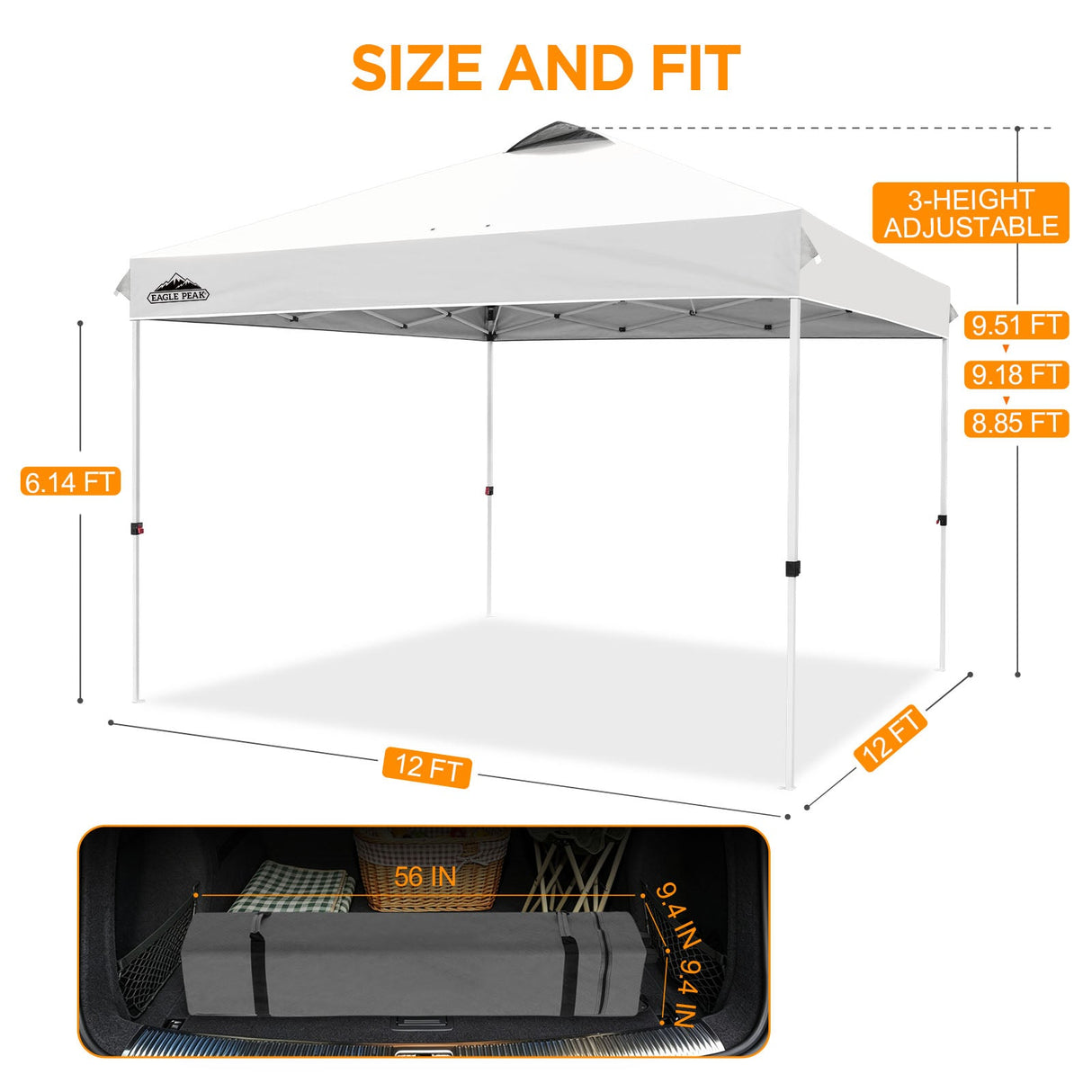 12x12 ft Pop Up Canopy Tent - Eagle Peak