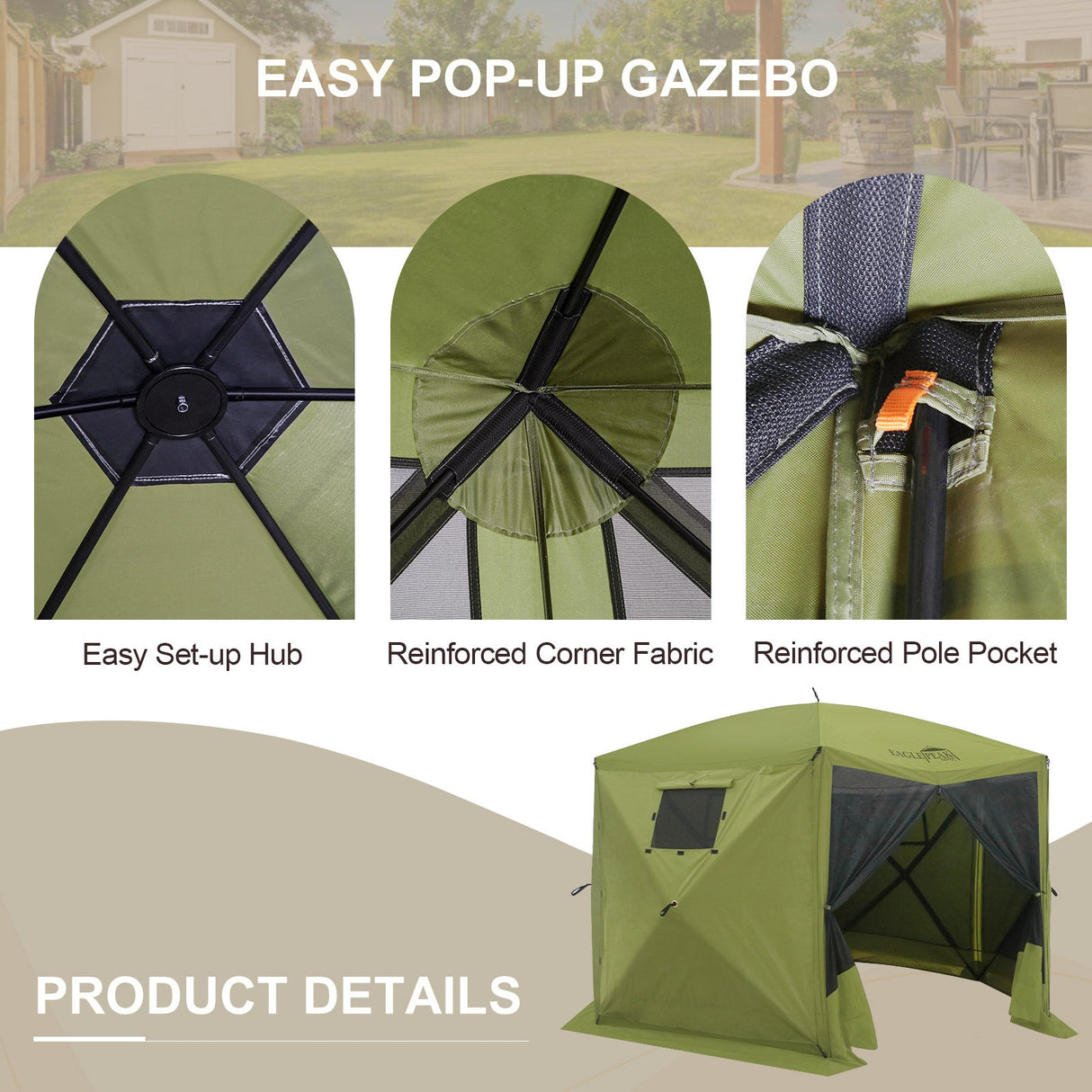 12x12 ft Portable Quick Pop Up Canopy Tent with 5 Wall Panels - Eagle Peak Custom Canopy Tent