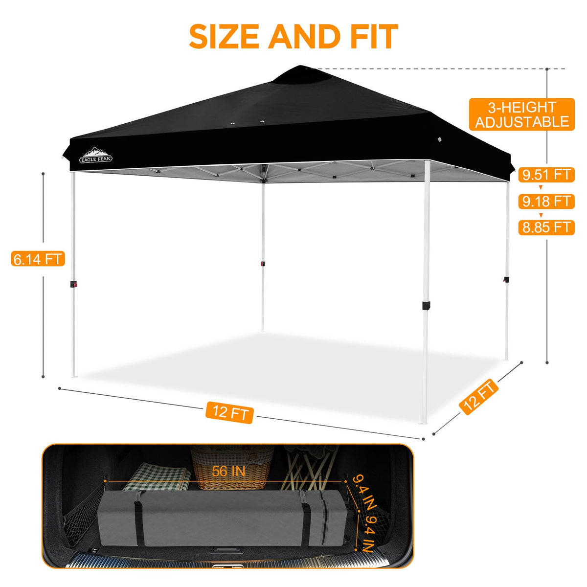 12x12 Pop Up Canopy Tent Easy Up Canopy Outdoor - Eagle Peak®