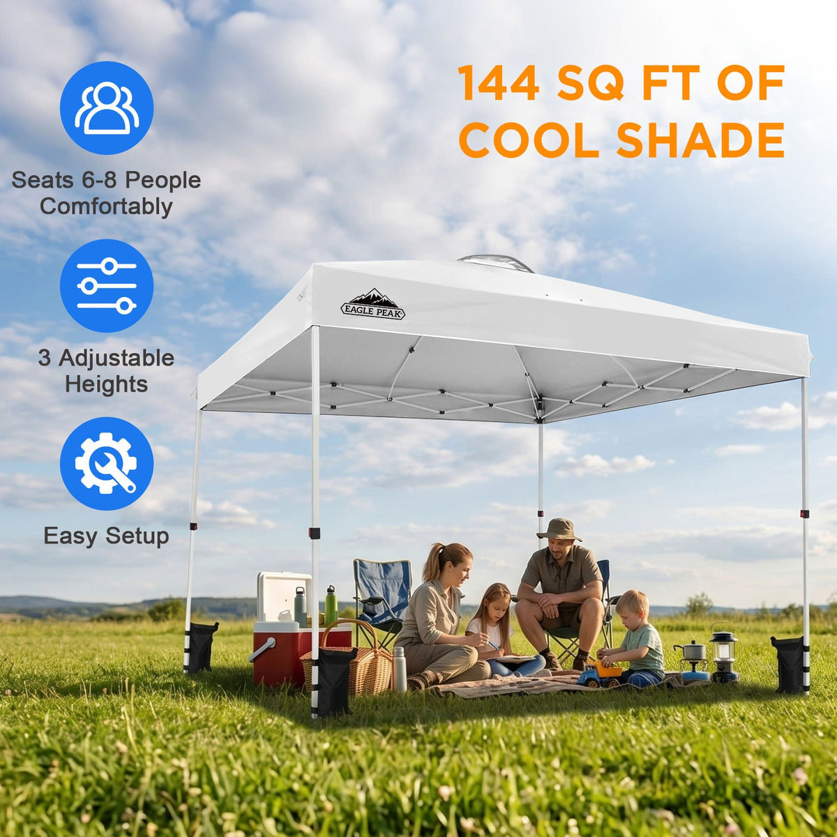12x12 Pop Up Canopy Tent Easy Up Canopy Outdoor - Eagle Peak®