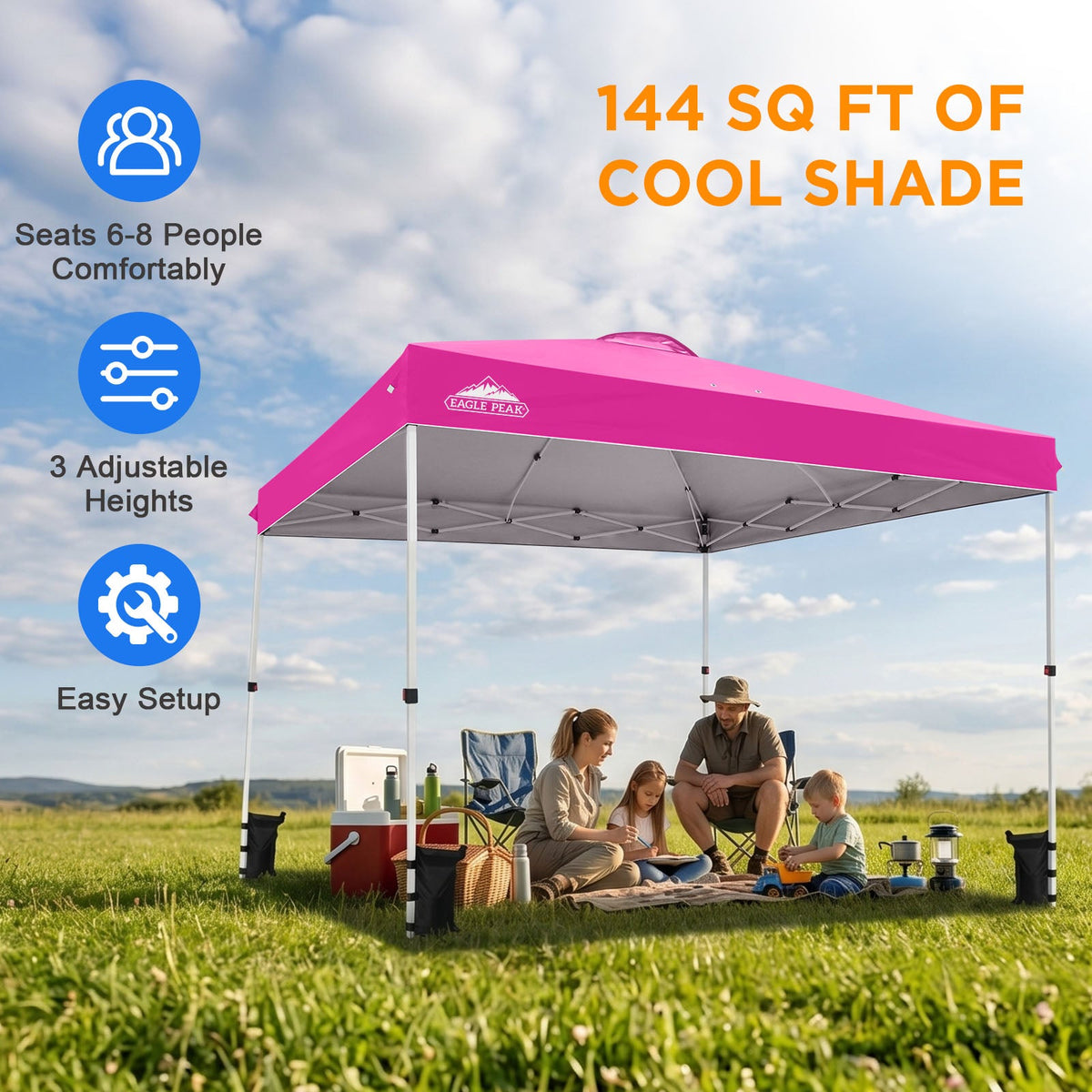 12x12 Pop Up Canopy Tent Easy Up Canopy Outdoor - Eagle Peak®