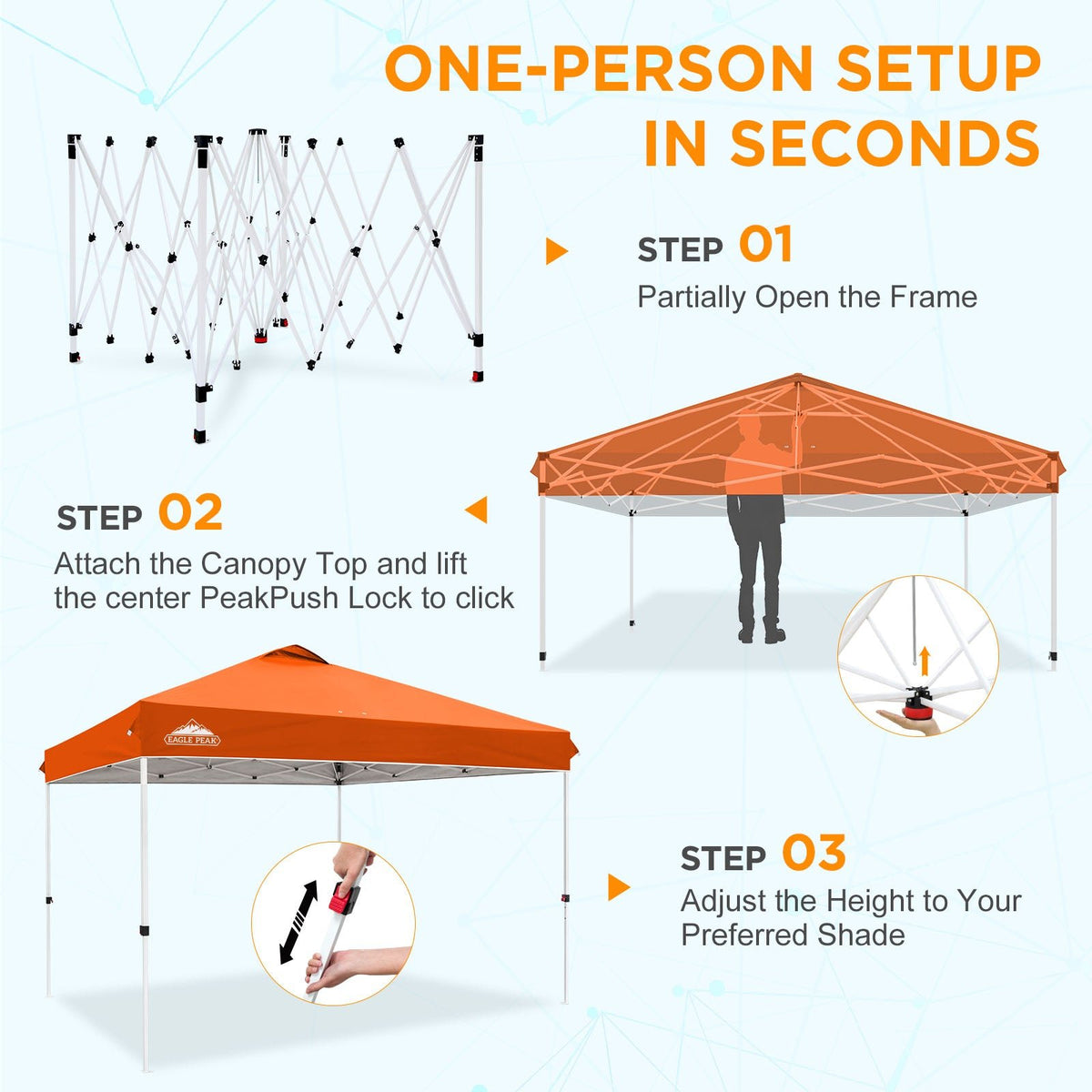 12x12 Pop Up Canopy Tent Easy Up Canopy Outdoor - Eagle Peak®