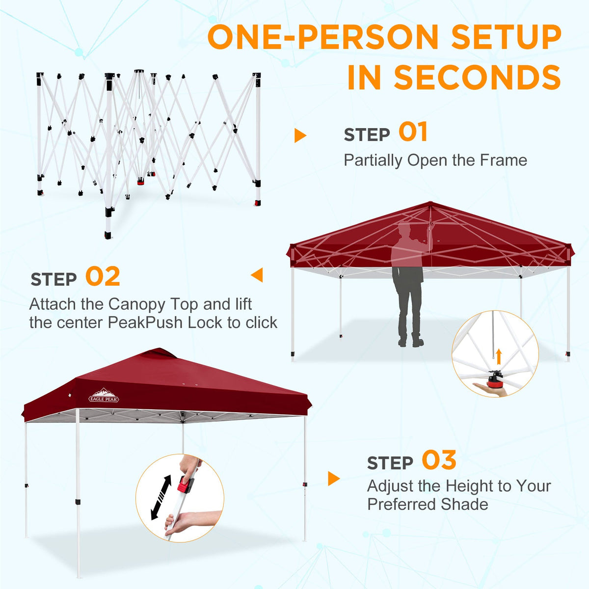 12x12 Pop Up Canopy Tent Easy Up Canopy Outdoor - Eagle Peak®