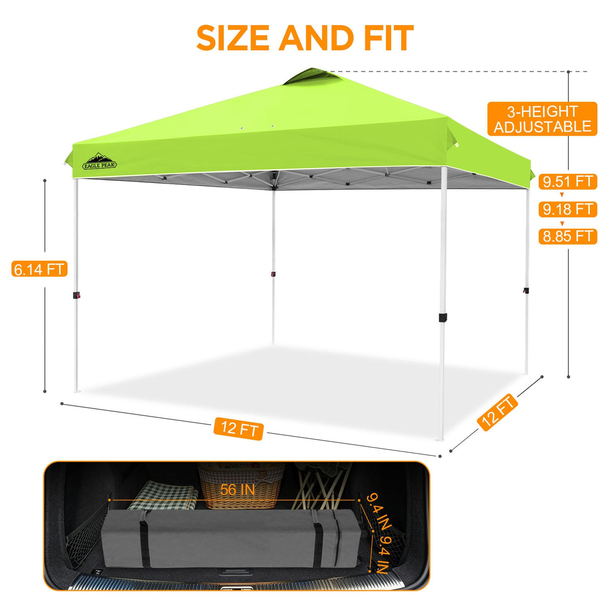 12x12 Pop Up Canopy Tent Easy Up Canopy Outdoor - Eagle Peak®