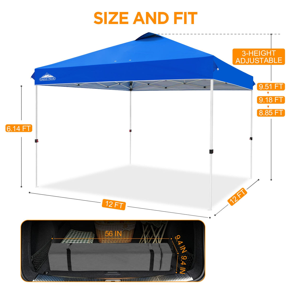 12x12 Pop Up Canopy Tent Easy Up Canopy Outdoor - Eagle Peak®
