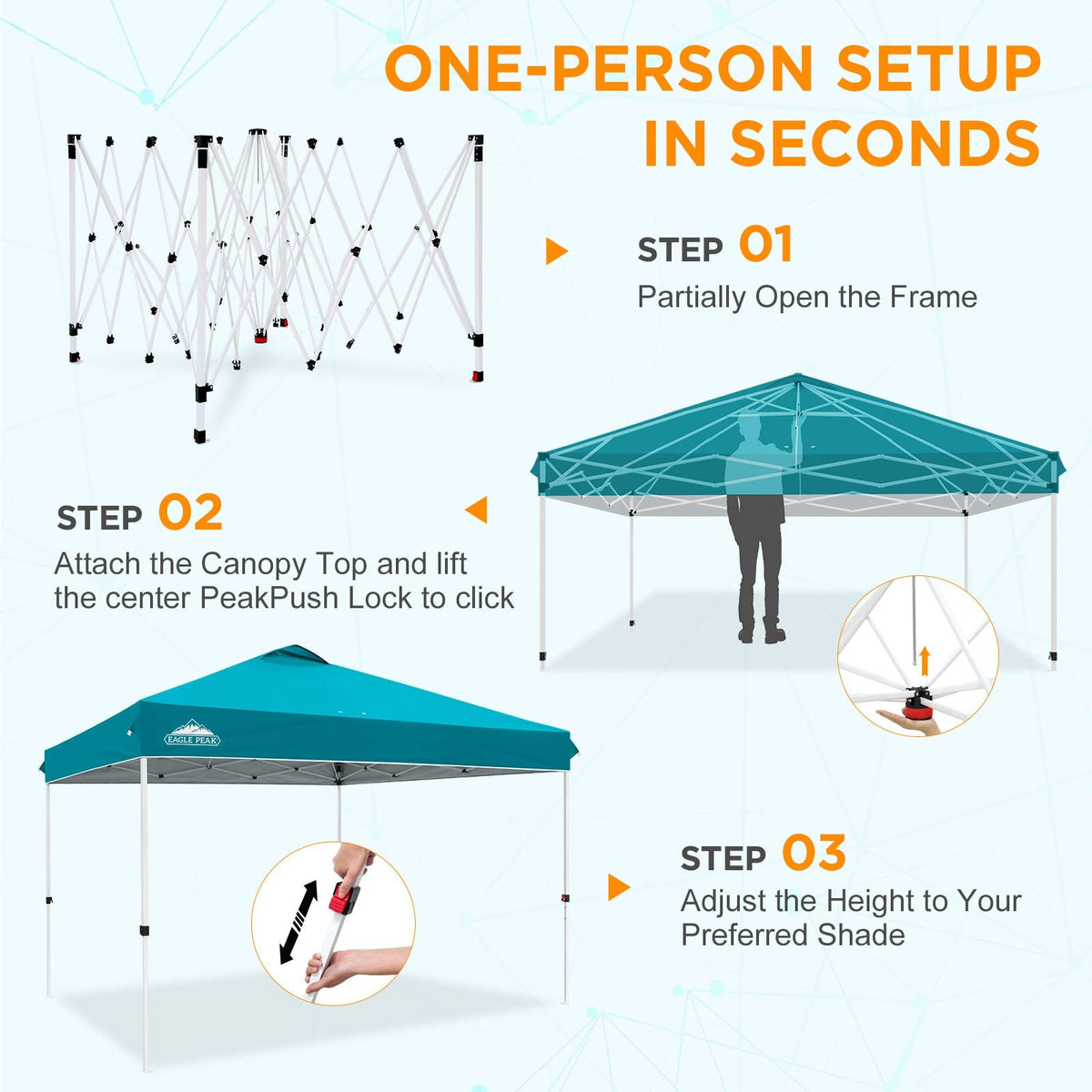 12x12 Pop Up Canopy Tent Easy Up Canopy Outdoor - Eagle Peak®