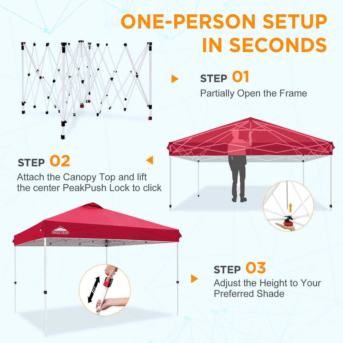 12x12 Pop Up Canopy Tent Easy Up Canopy Outdoor - Eagle Peak®