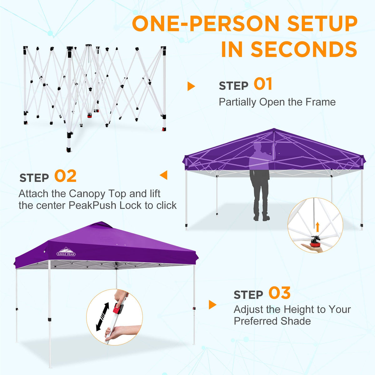 12x12 Pop Up Canopy Tent Easy Up Canopy Outdoor - Eagle Peak®