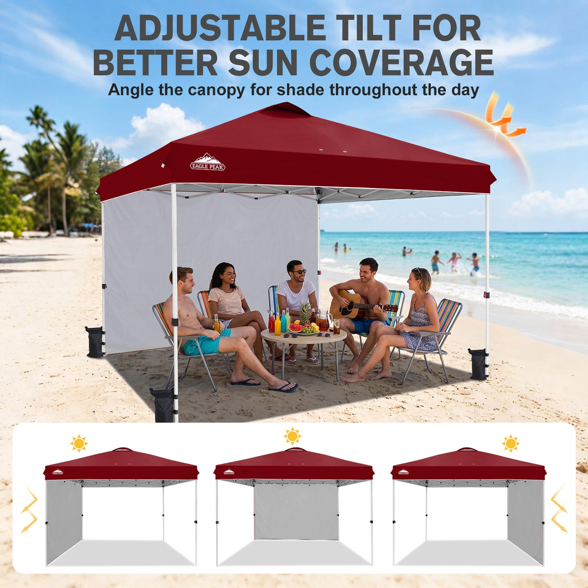 12x12 Pop Up Canopy Tent with 1 Sidewall - Eagle Peak®