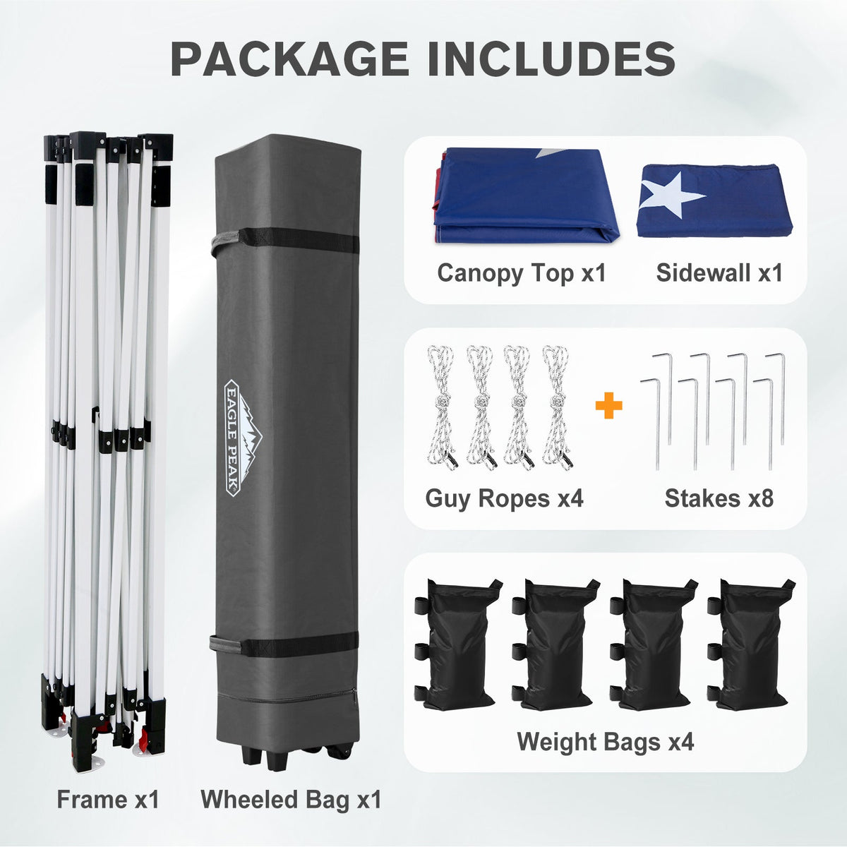 12x12 Pop Up Canopy Tent with 1 Sidewall - Eagle Peak®