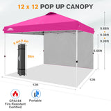 12x12 Pop Up Canopy Tent with 1 Sidewall - Eagle Peak®
