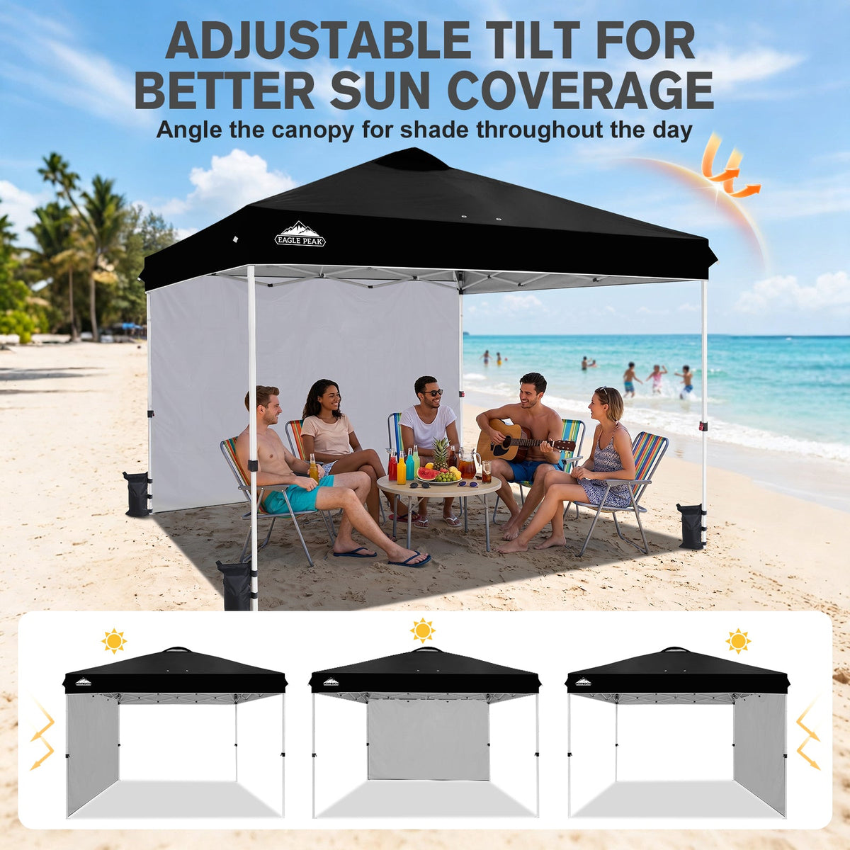 12x12 Pop Up Canopy Tent with 1 Sidewall - Eagle Peak®