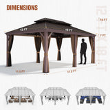 12x18 Hardtop Gazebo with Wood Grain Aluminum Frame/Aluminum Frame - Eagle Peak Custom Canopy Tent