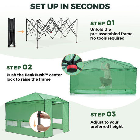12x8 Easy Setup Pop Up Greenhouse, Support Pole - Eagle Peak®