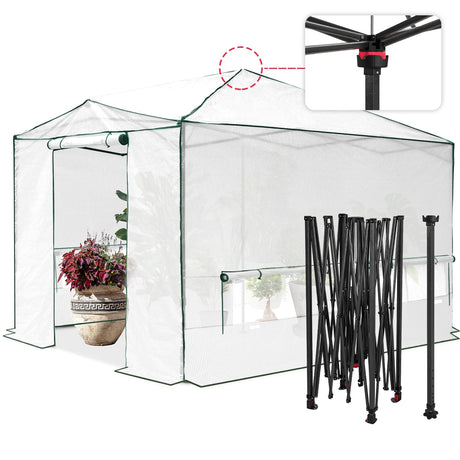 12x8 Portable Large Walk - in Pop Up Greenhouse - Eagle Peak Custom Canopy Tent