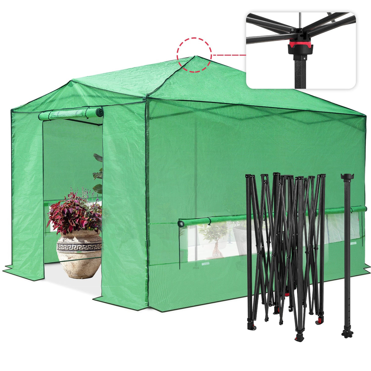 12x8 Portable Large Walk - in Pop Up Greenhouse - Eagle Peak Custom Canopy Tent