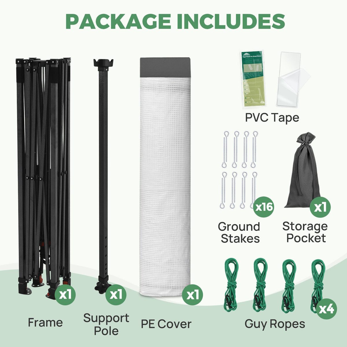 12x8 Walk In Pop Up Greenhouse, Support Pole - Eagle Peak®