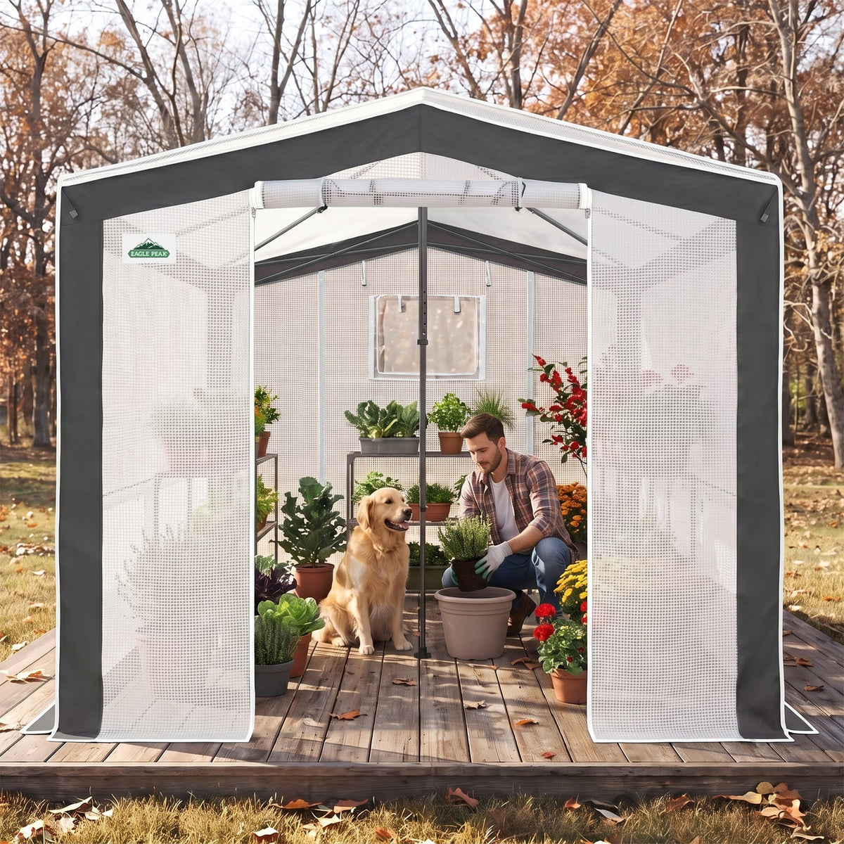 12x8 Walk In Pop Up Greenhouse, Support Pole - Eagle Peak®