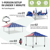 13x13 Pop Up Canopy Tent, Auto Extended Eaves - Eagle Peak®
