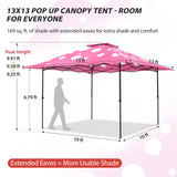13x13 Pop Up Canopy Tent, Auto Extended Eaves - Eagle Peak®