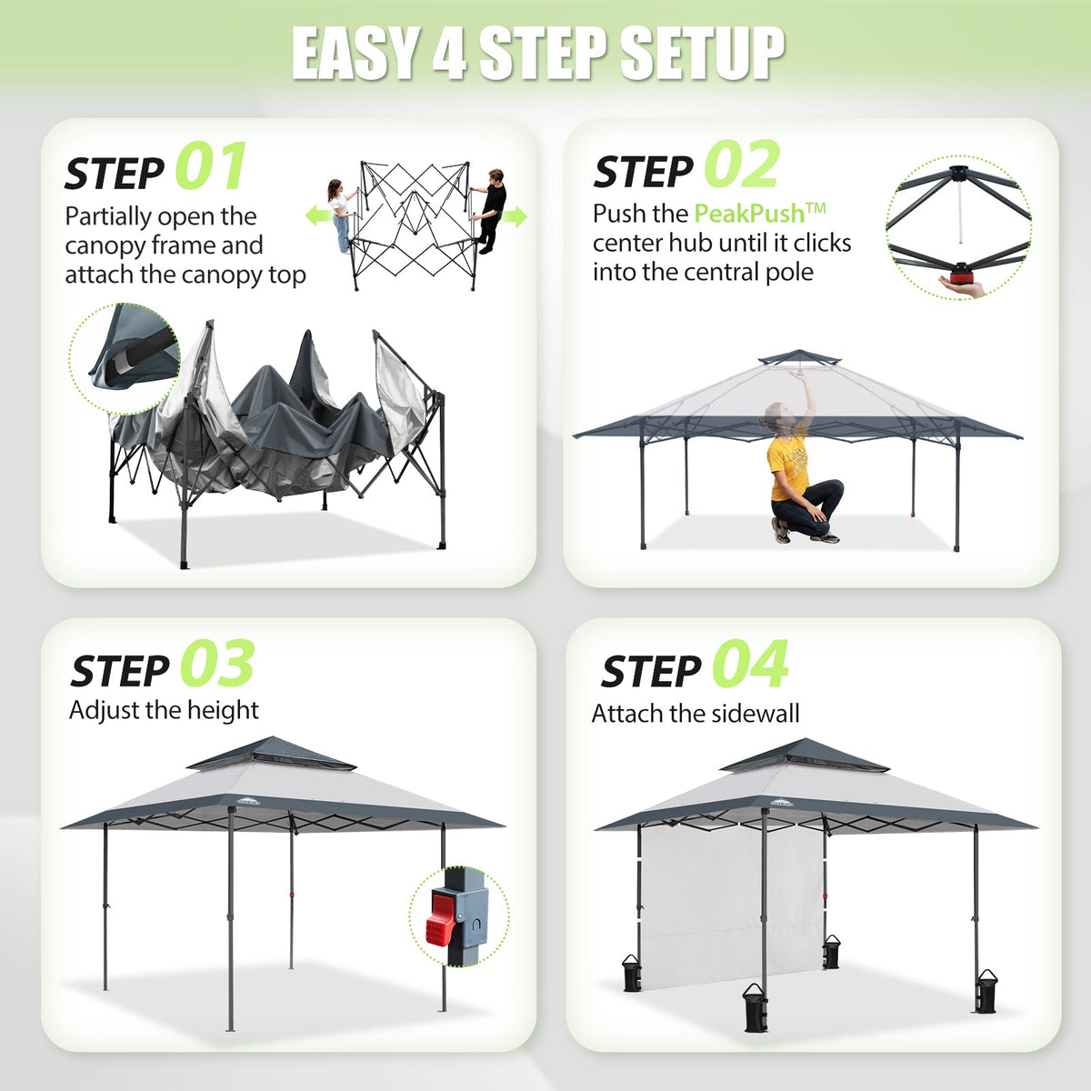 13x13 Pop Up Canopy Tent Sidewall, Extended Eaves - Eagle Peak®