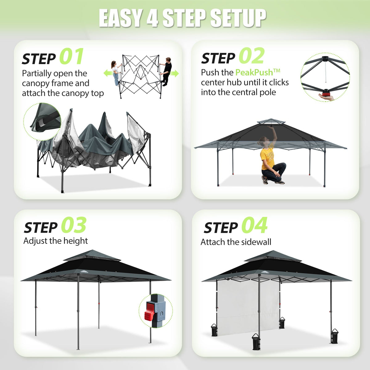 13x13 Pop Up Canopy Tent Sidewall, Extended Eaves - Eagle Peak®
