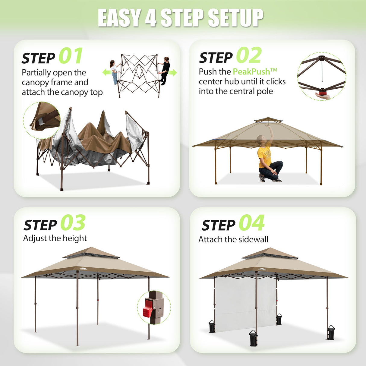 13x13 Pop Up Canopy Tent With Sidewall - Eagle Peak®