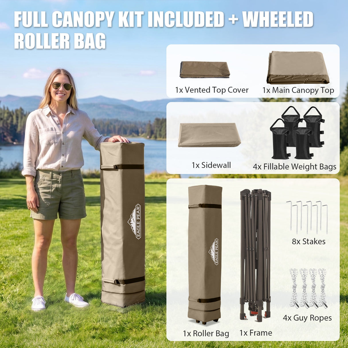 13x13 Pop Up Canopy Tent With Sidewall - Eagle Peak®