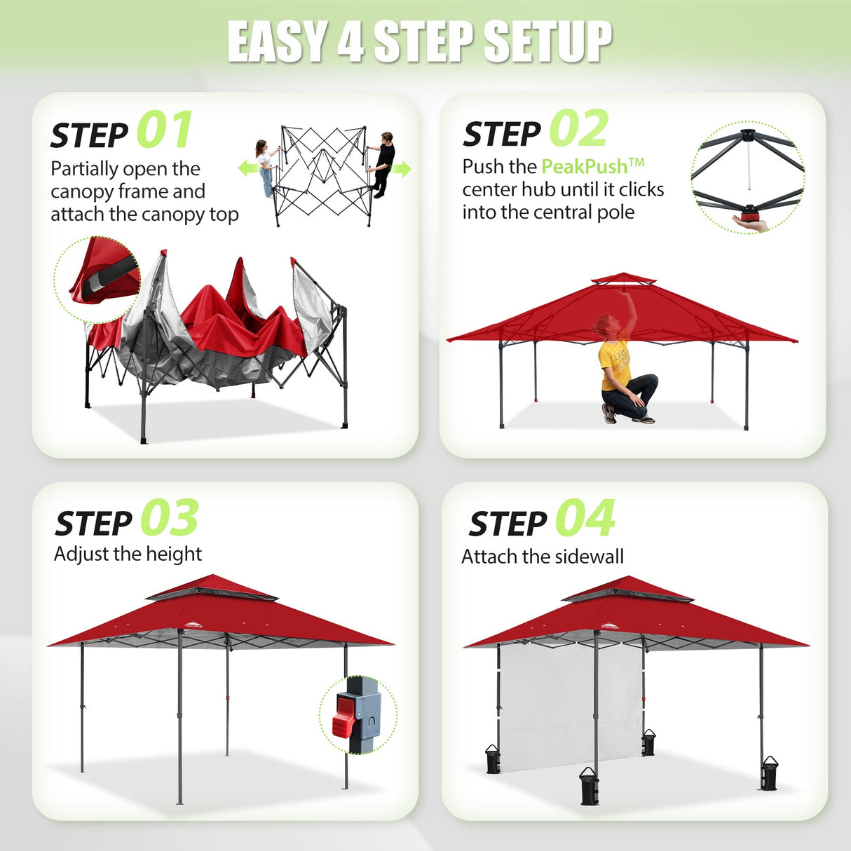 13x13 Pop Up Canopy Tent With Sidewall - Eagle Peak®