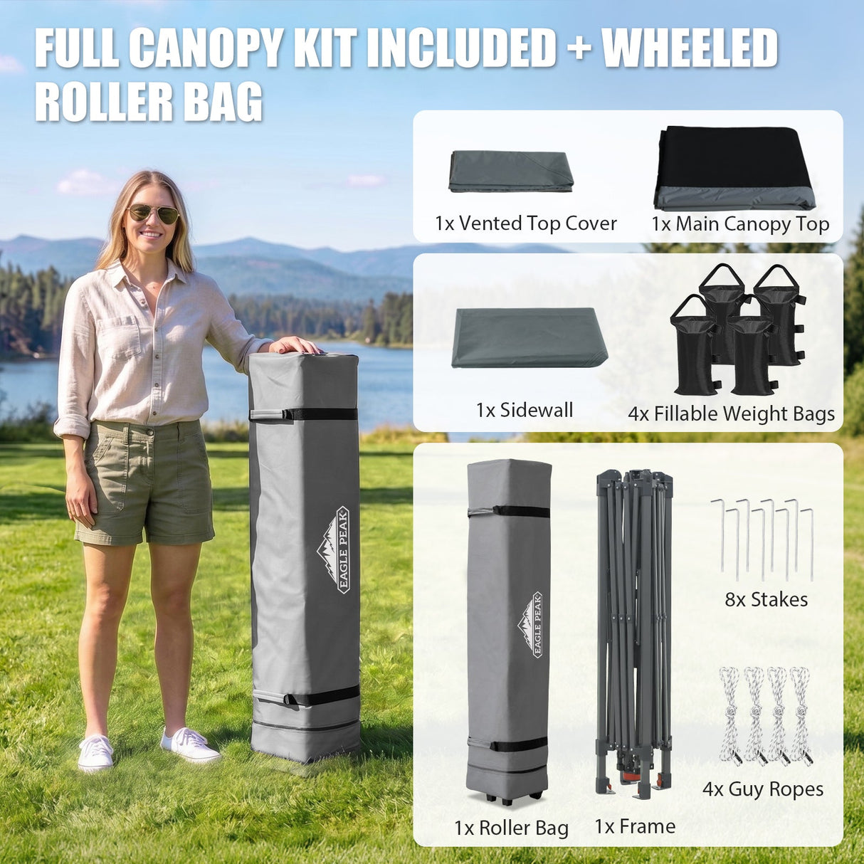 13x13 Pop Up Canopy Tent With Sidewall - Eagle Peak®