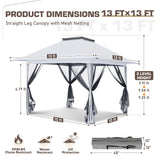 13x13 Pop Up Gazebo with Netting w/ 169 sqft of Shade - Eagle Peak®